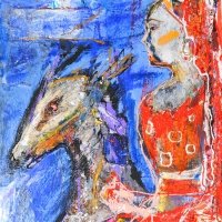 queen | mixed media on wood | 25x48 queen | mixed media on wood | 25x48